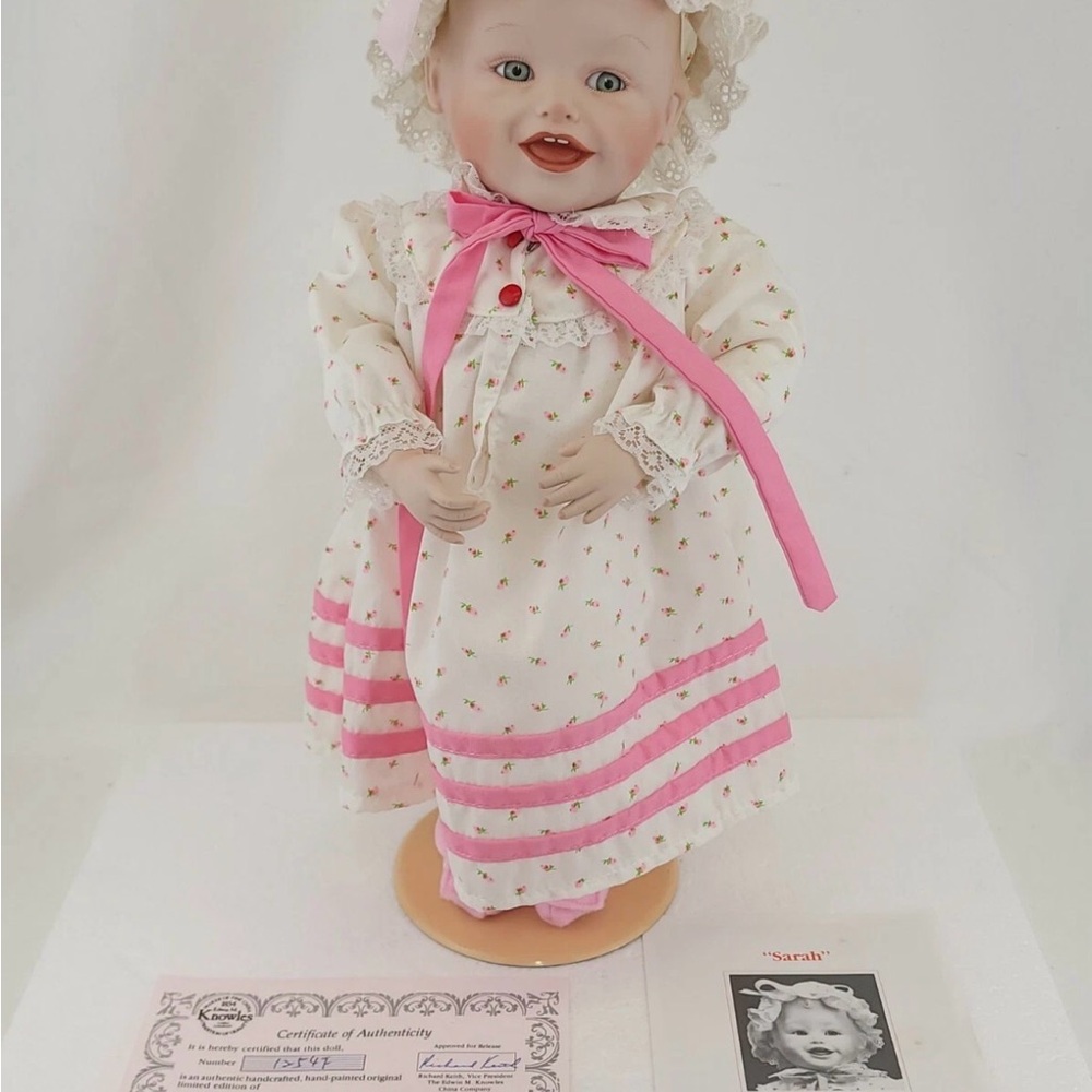 Ashton Drake-Sarah Porcelain Doll in Pink and White by Yolanda Bello